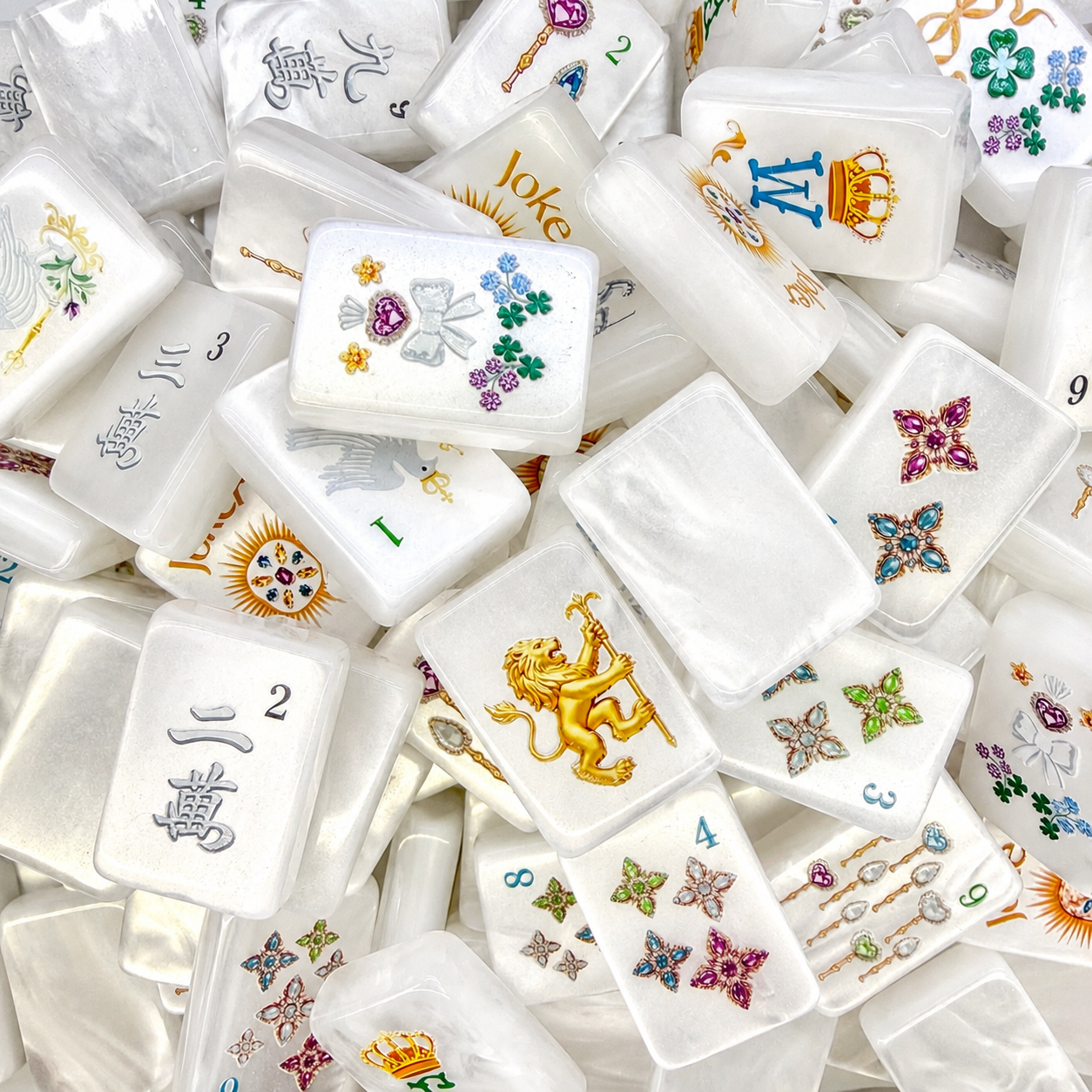 Mother of Pearl Slim Mahjong Set