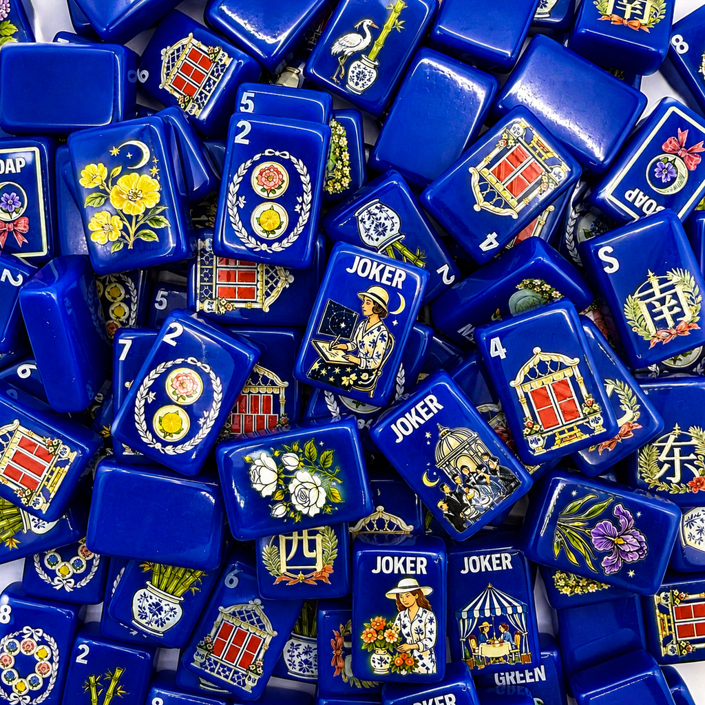Mahj & Marlowe Cobalt Garden Slim Mahjong Set