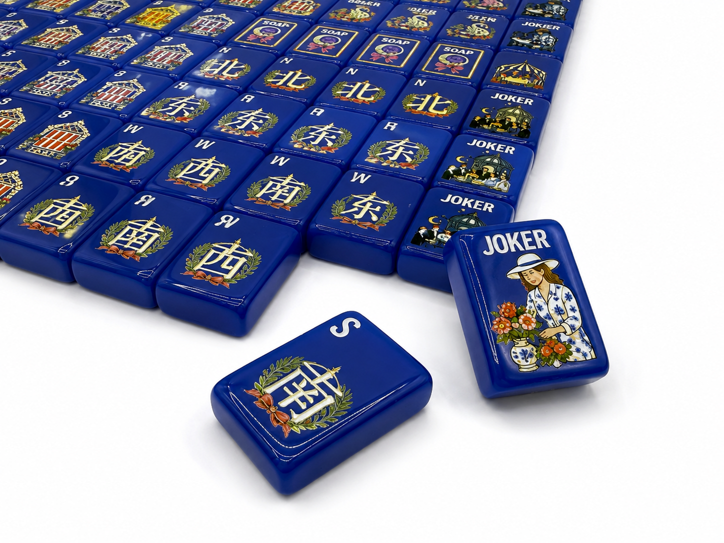 Mahj & Marlowe Cobalt Garden Slim Mahjong Set