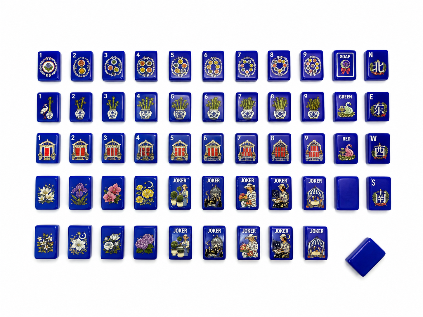 Mahj & Marlowe Cobalt Garden Slim Mahjong Set